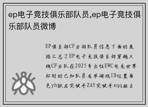 ep电子竞技俱乐部队员,ep电子竞技俱乐部队员微博